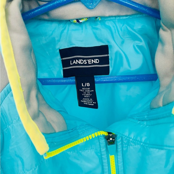 LANDS’ END Aqua and Yellow Girls Jacket- Size Large ⭐️SALE 2/$40 - Picture 3 of 4